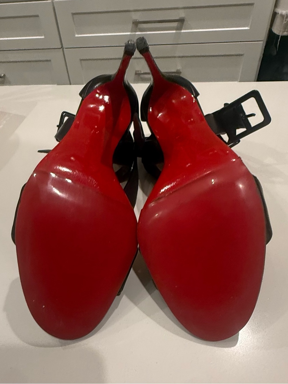 Christian Louboutin multipot Black Leather Strappy Ankle-Heel Sandals sz 39 8.5 - Picture 2 of 10